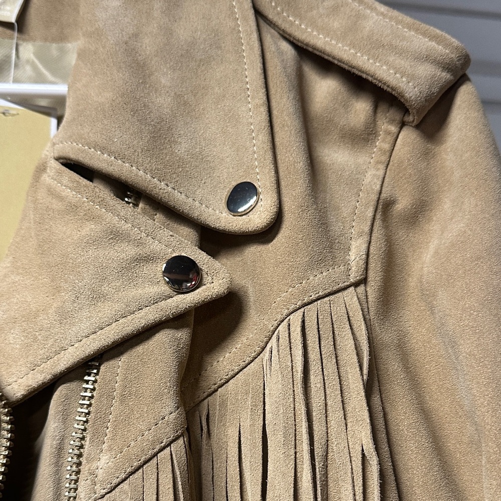 Michael Kors Tan Leather Fringe Jacket - Picture 6 of 13